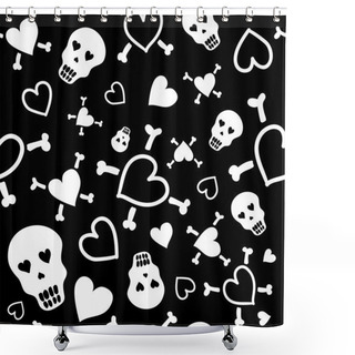 Personality  Love Skulls Pattern Shower Curtains