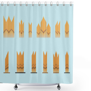 Personality  Set Of Vintage Pipe Organ Cartoon Icon Design Template With Various Models. Modern Vector Illustration Isolated On Blue Background Shower Curtains