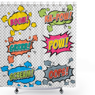 Personality  Collection Multicolored Comic Sound Effects Shower Curtains