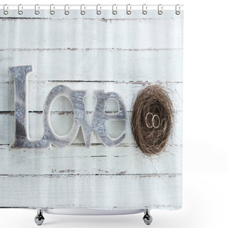 Personality  Wedding Rings And Love Symbol  Shower Curtains