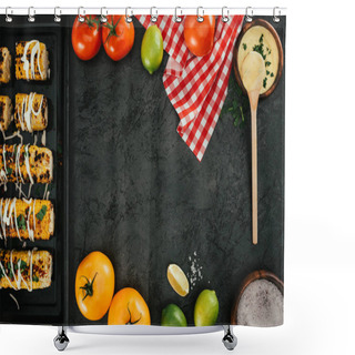 Personality  Grilled Corn And Tomatoes Shower Curtains