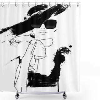 Personality  Painting Woman With Digital Paint Shower Curtains
