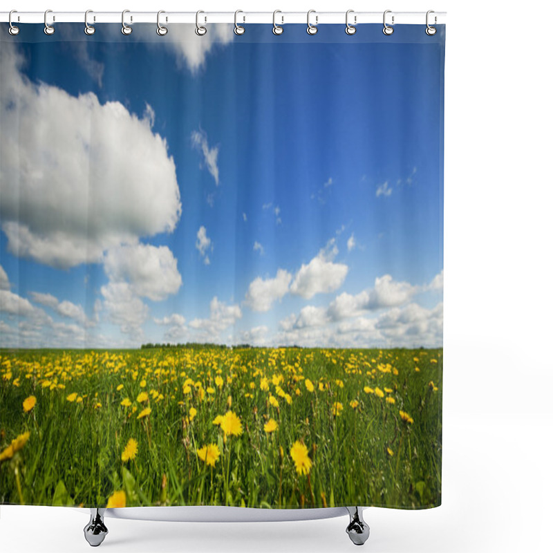 Personality  Grass Fields With Clouds In The Sky Shower Curtains