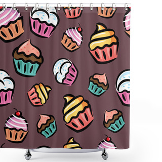 Personality  Cupcake Pattern Shower Curtains