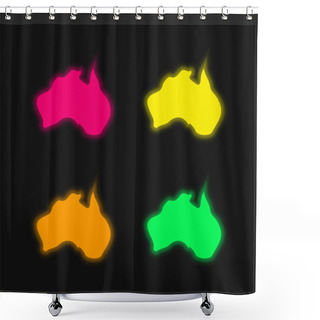 Personality  Australia Four Color Glowing Neon Vector Icon Shower Curtains