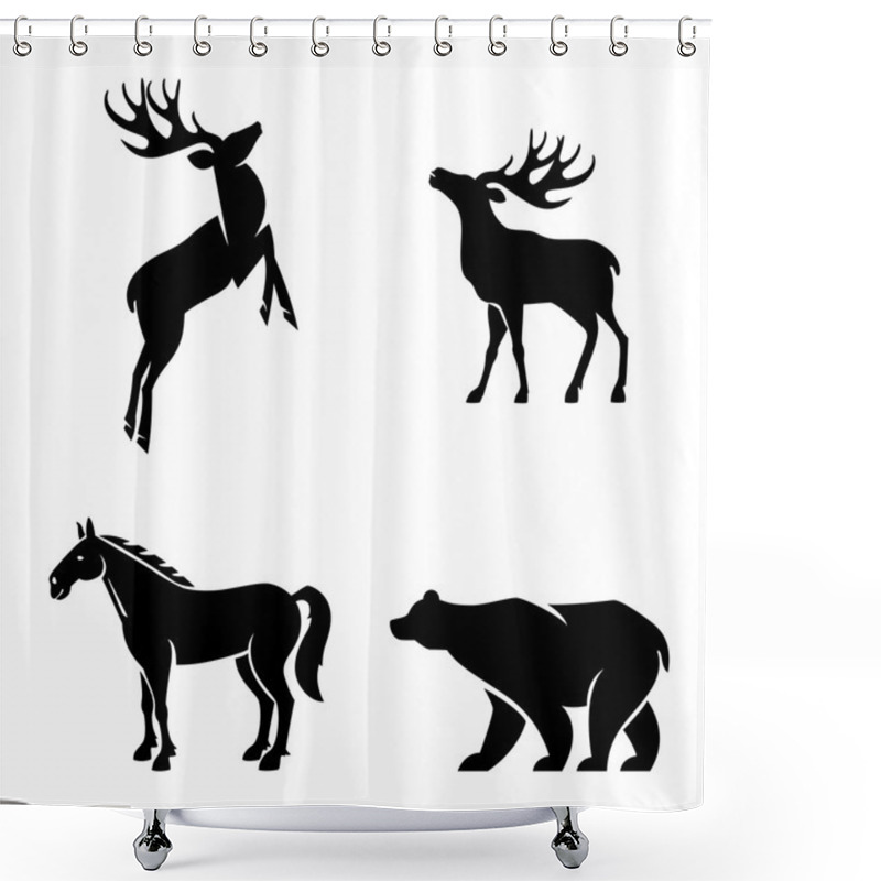 Personality  Animal Iconic Shapes Shower Curtains