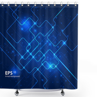 Personality  Abstract Hi-tech Blue Background. Shower Curtains