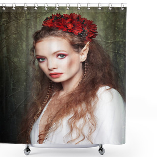 Personality  Portrait Of Beautiful  Elf Girl  Shower Curtains