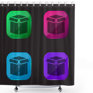 Personality  Box Four Color Glass Button Icon Shower Curtains