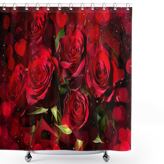 Personality  Valentines Day Background With Roses Shower Curtains