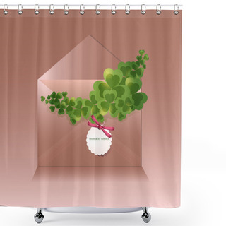 Personality  Vector Greeting Envelope With Clovers Shower Curtains