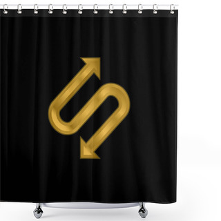Personality  Arrow With Two Points In S Shape Gold Plated Metalic Icon Or Logo Vector Shower Curtains