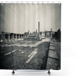 Personality  Pompeii Forum In Black And White. Shower Curtains