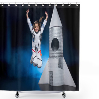 Personality  Girl In Astronaut Costume Shower Curtains