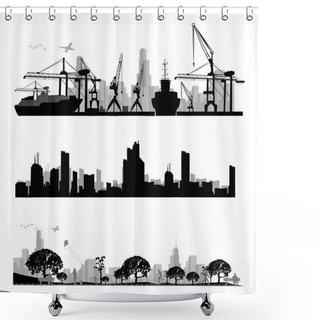 Personality  City Skyline Silhouette.Vector Illustration Shower Curtains