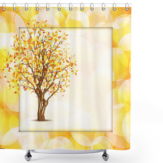 Personality  Autumn Tree In Yellow Frame Shower Curtains