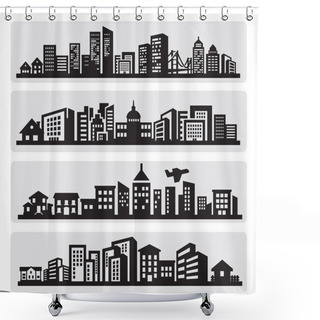 Personality  Cities Silhouette Icon Shower Curtains