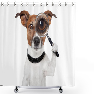Personality  Searching Dog With Magnifying Glass Shower Curtains