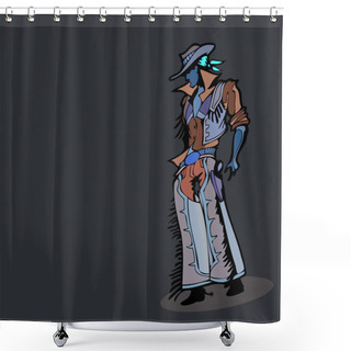 Personality  Vector Illustraton Of A Western Cowboy. Shower Curtains