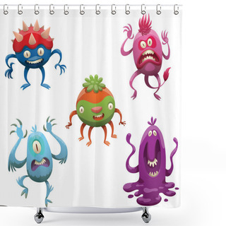 Personality  Set Of Funny Cartoon Monsters Shower Curtains