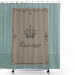 Personality  Vintage Crown On Brown Blue Background Shower Curtains