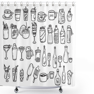 Personality  Beverages Doodle Set  Shower Curtains