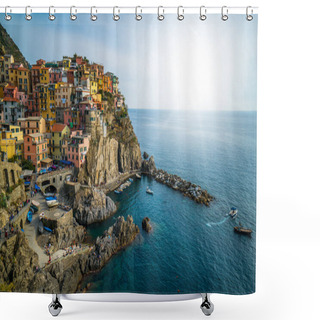 Personality  Manarola, Cinque Terre Coast Of Italy. Shower Curtains