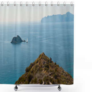 Personality  Mountain And Ocean In Cartagena Shower Curtains