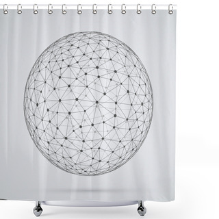 Personality  Global  Network, Sphere. Abstract Geometric Spherical Shape With Shower Curtains