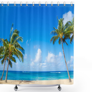 Personality  Palm Trees On The Sandy Beach In Hawaii Shower Curtains