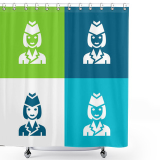 Personality  Air Hostess Flat Four Color Minimal Icon Set Shower Curtains