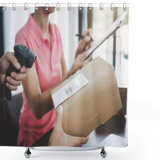Personality  Home Delivery Service And Working Service Mind, Deliveryman Work Shower Curtains
