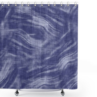Personality  Seamless Indigo Mottled Texture. Blue Woven Boro Cotton Dyed Effect Background. Japanese Repeat Batik Resist Pattern. Distressed Tie Dye Bleach. Asian Fusion Allover Kimono Textile. Worn Cloth Print Shower Curtains