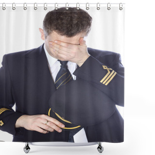 Personality  Sad And Embarrassed Pilot Shower Curtains