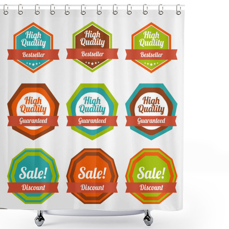 Personality  Vector Set Of Vintage Labels For Sale. Shower Curtains
