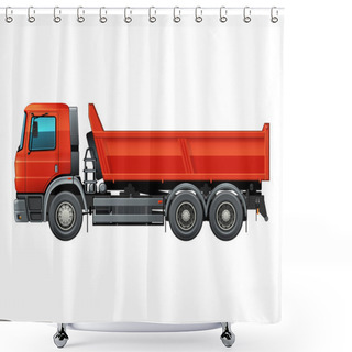 Personality  Red Tipper Dump Truck Color Isolated Vector Shower Curtains