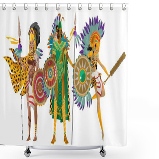 Personality  Three Aztec Warriors Collection Shower Curtains