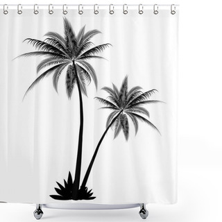 Personality  Palm Tree Palm Summer Icon Shower Curtains