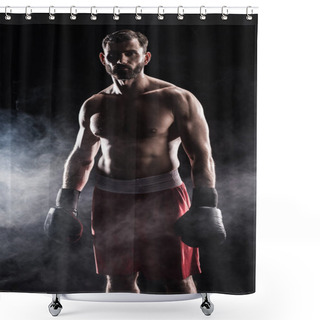 Personality  Young Boxer In Gloves Shower Curtains