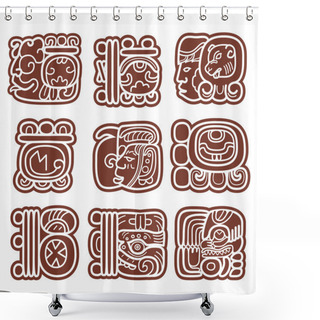 Personality  Mayan Glyphs, Writing System And Languge Vector Design     Shower Curtains