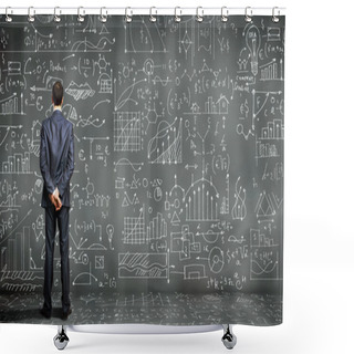 Personality  Business Person Against The Blackboard Shower Curtains