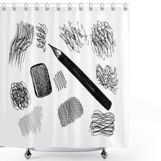 Personality  Vector Pencil And Scribbles. Sketch Collection Shower Curtains