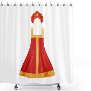 Personality  Traditional Russian National Clothes, Womens Elegant Dress And Decorated Kokoshnik. Shower Curtains