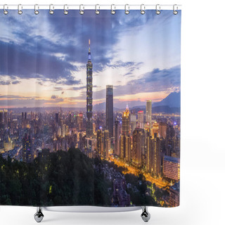 Personality  Taiwan Taipei City Night View Seen From Mt.Elephant. Shower Curtains