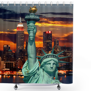 Personality  The Statue Of Liberty And New York City Shower Curtains