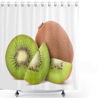 Personality  Whole Kiwi Fruit And His Sliced Segments Shower Curtains