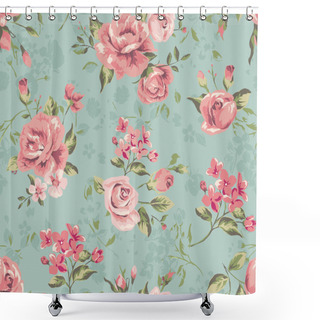 Personality  Classic Wallpaper Seamless Vintage Flower Pattern Background Shower Curtains
