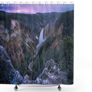 Personality  Lower Falls Of The Yellowstone National Park At Sunset In Wyoming In The Usa Shower Curtains