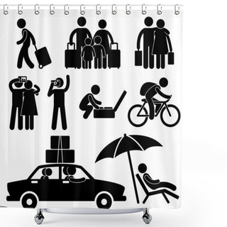 Personality  Family Couple Tourist Travel Vacation Trip Holiday Honeymoon Icon Symbol Si Shower Curtains