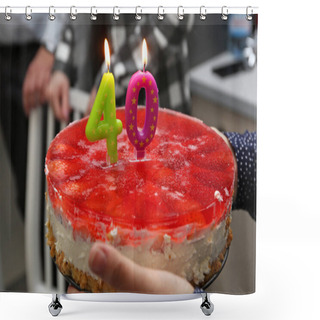 Personality  Birthday Cake With Candles For 40th Birthday Shower Curtains